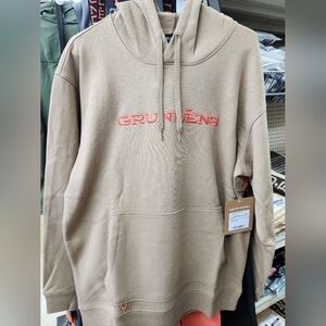 Grundens Wordmark Embroidered Hoodie Petrified Oak Size Large *NEW*